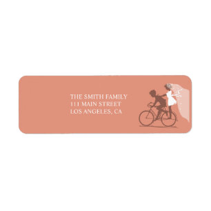 Brawn Bicycle Couple Wedding Return Label