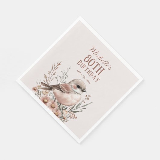 Brawn Bird 80. Geburtstag Serviette (Ecke)