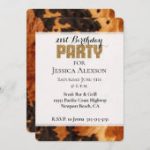 Brawn Black Cowhide Gold Glitzer 21. Geburtstag Einladung (Vorne/Hinten)