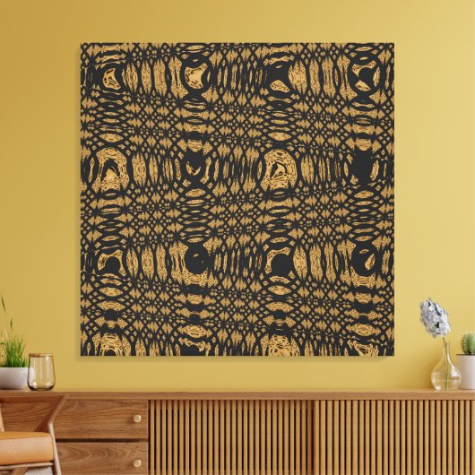 Brawn Black Leopard Moderner Abstrakter Wave Circl Leinwanddruck (Insitu (Wohnzimmer))