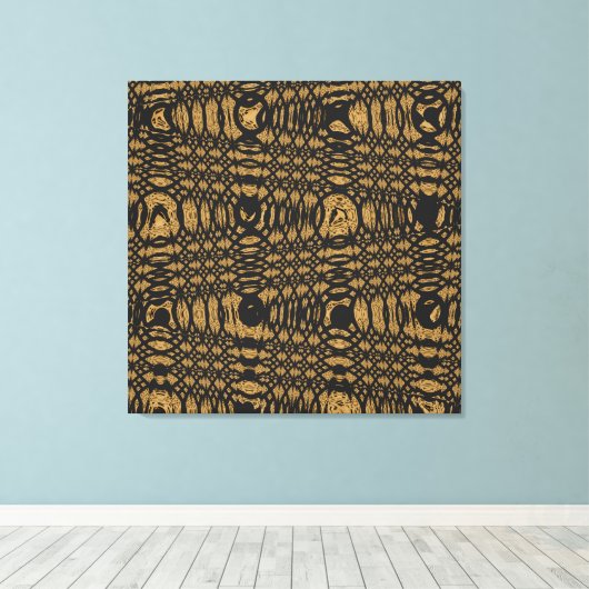 Brawn Black Leopard Moderner Abstrakter Wave Circl Leinwanddruck (Insitu (Holzboden))