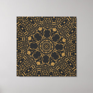 Brawn Black Leopard Print Moderne Circle Weave Leinwanddruck