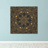 Brawn Black Leopard Print Moderne Circle Weave Leinwanddruck (Insitu (Holzboden))