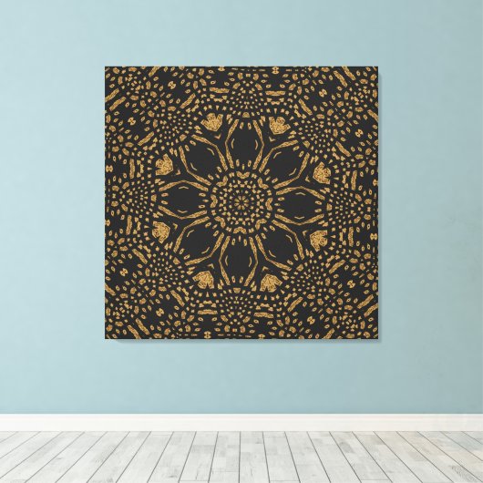 Brawn Black Leopard Print Moderne Circle Weave Leinwanddruck (Insitu (Holzboden))