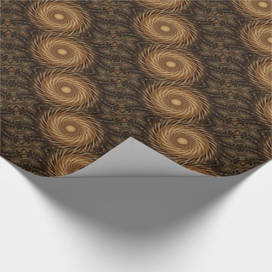 Brawn Black Spiral Wave Kaleidoskop Art Geschenkpapier (Ecke)