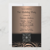 Brawn & Black Zebra 21. Geburtstag Party Einladung (Rückseite)