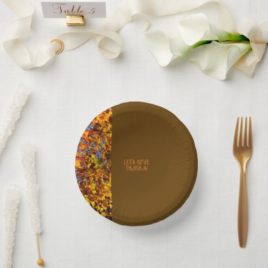 Brawn Blätter Glückwunsch Thanksgiving Danke Pappteller (Hochzeit)
