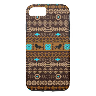 Brawn Blue & Beige African Lion Tribal Muster Case-Mate iPhone Hülle