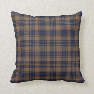 Brawn Blue Tartan Kariertes rustikales Muster Kissen