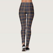 Brawn Blue Tartan Kariertes rustikales Muster Leggings (Rückseite)