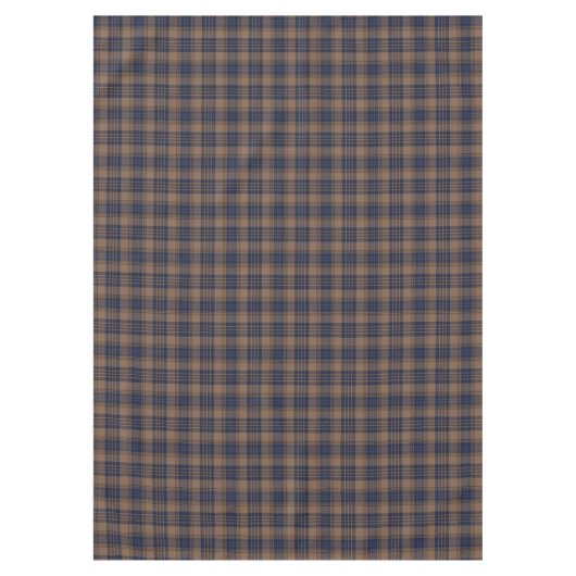 Brawn Blue Tartan Kariertes rustikales Muster Tischdecke (Vorderseite)