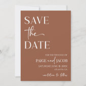 Brawn Boho Minimal Wedding speichern das Datum Einladung (Vorderseite)