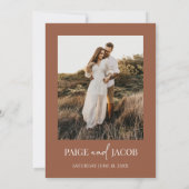 Brawn Boho Minimal Wedding speichern das Datum Einladung (Rückseite)