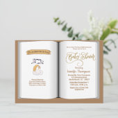 Brawn Book Theme Kinderdusche Einladung (neutral) (Stehend Vorderseite)