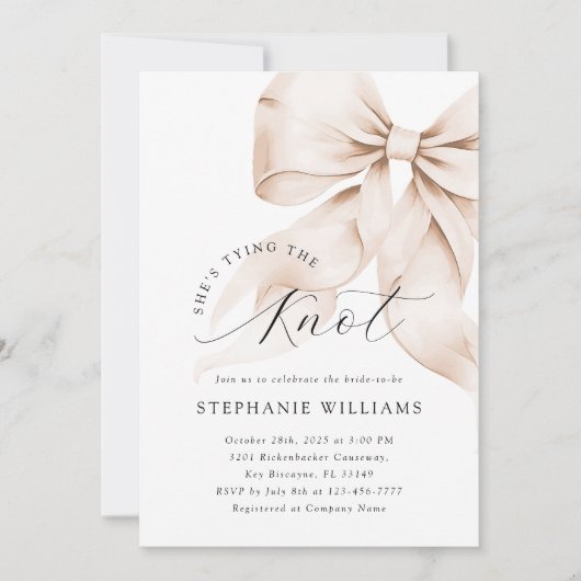 Brawn Bow Bridal Dusche Einladung (Vorderseite)