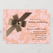 Brawn Bow Coral Damask Urlaub Einladung (Vorne/Hinten)