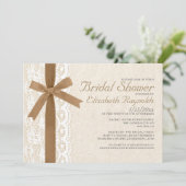 Brawn Bow & Lace Bridal Einladungen (Stehend Vorderseite)