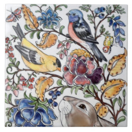 Brawn Bunny Rabbit Bird Blumenfacen L Fliese