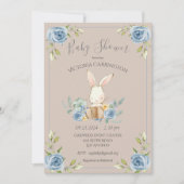 Brawn Bunny Rabbit Boy Baby Shower Einladung (Vorderseite)