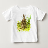 Brawn Bunny Rabbit in Green Grass Baby T - Shirt (Vorderseite)