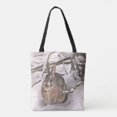 Brawn Bunny Rabbit in Snow Animal Toag Tasche (Rückseite)