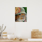 Brawn Bunny Rabbit in Spring Bonnet Art 16x20 Poster (Küche)