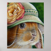Brawn Bunny Rabbit in Spring Bonnet Art 16x20 Poster (Vorne)