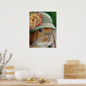 Brawn Bunny Rabbit in Spring Bonnet Art 18x24 Poster (Küche)