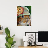 Brawn Bunny Rabbit in Spring Bonnet Art 18x24 Poster (Heimbüro)