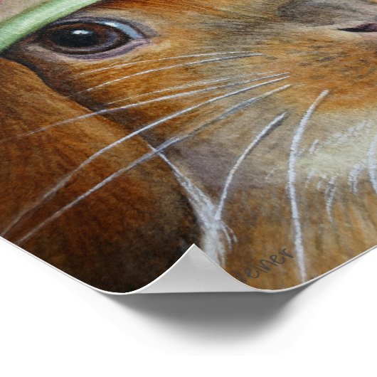 Brawn Bunny Rabbit in Spring Bonnet Art 8x10 Poster (Ecke)