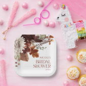 Brawn Burgundy Fall Liebe Blumenkohl Brautparty Pappteller (Party)