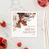 Brawn Burgundy Fall Liebe Blumenkohl Brautparty Serviette (Beispiel)