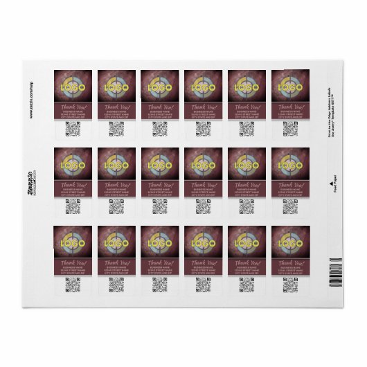 Brawn Burgundy Marble Label Bold Strip QR Code Adressaufkleber (Vorne)