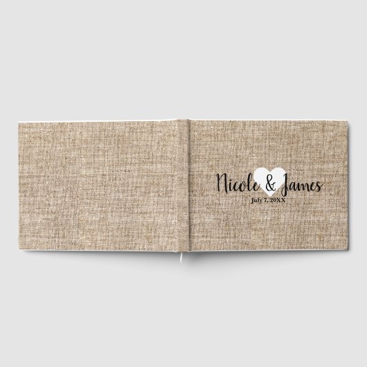 Brawn Burlap Minimal Rustic Country Wedding Gästebuch (Voll)