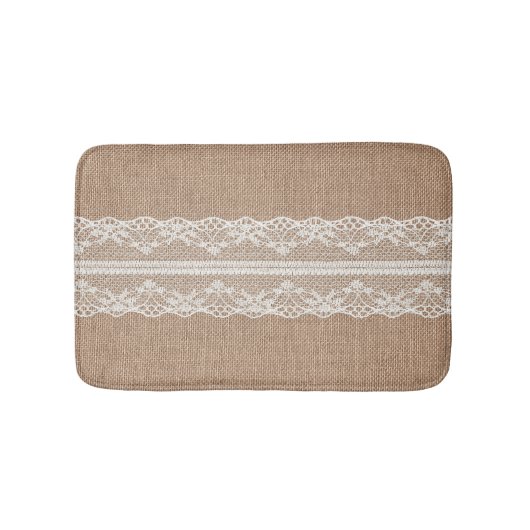 Brawn Burlap Off-White Lace Textur Badematte (Vorderseite)