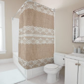 Brawn Burlap Off-White Lace Textur Duschvorhang (Beispiel)
