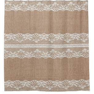 Brawn Burlap Off-White Lace Textur Duschvorhang
