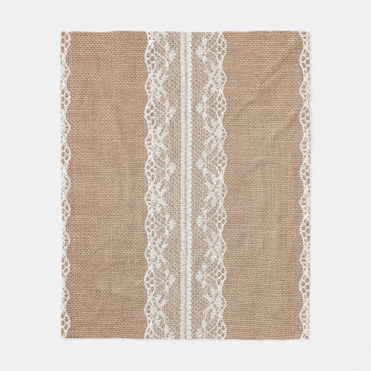 Brawn Burlap Off-White Lace Textur Fleecedecke (Vorderseite)