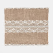 Brawn Burlap Off-White Lace Textur Fleecedecke (Vorderseite (Horizontal))