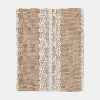 Brawn Burlap Off-White Lace Textur Fleecedecke