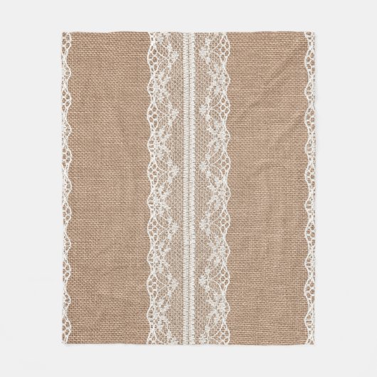 Brawn Burlap Off-White Lace Textur Fleecedecke (Vorderseite)