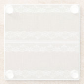 Brawn Burlap Off-White Lace Textur Glasuntersetzer (Rückseite)