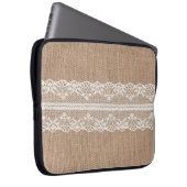 Brawn Burlap Off-White Lace Textur Laptopschutzhülle (Vorne Rechts)