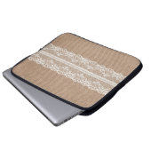 Brawn Burlap Off-White Lace Textur Laptopschutzhülle (Vorne Knopf)