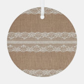 Brawn Burlap Off-White Lace Textur Ornament Aus Glas (Rückseite)