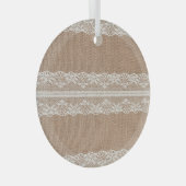Brawn Burlap Off-White Lace Textur Ornament Aus Glas (Vorderseite Rechts)