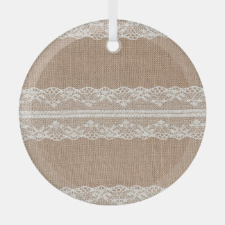 Brawn Burlap Off-White Lace Textur Ornament Aus Glas