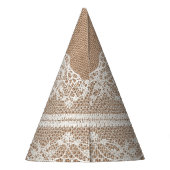 Brawn Burlap Off-White Lace Textur Partyhütchen (Rückseite)