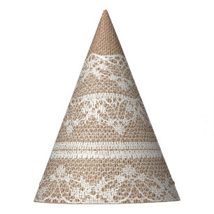 Brawn Burlap Off-White Lace Textur Partyhütchen