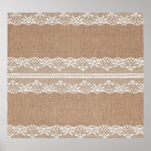 Brawn Burlap Off-White Lace Textur Poster